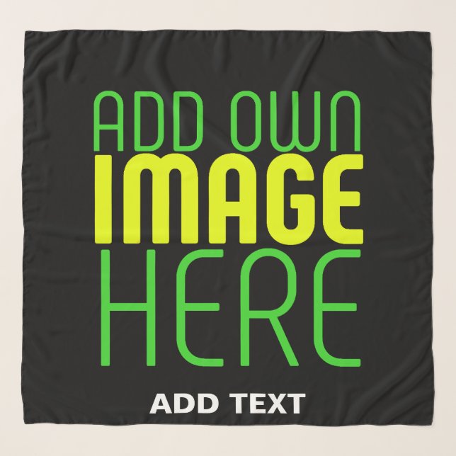 MODERN EDITABLE SIMPLE BLACK IMAGE TEXT TEMPLATE SCARF (Front)