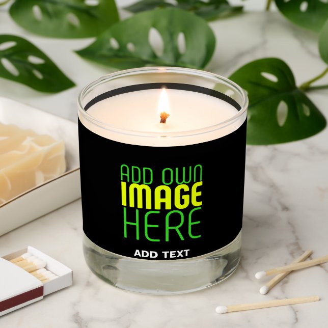 MODERN EDITABLE SIMPLE BLACK IMAGE TEXT TEMPLATE SCENTED CANDLE (Lit)