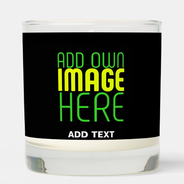 MODERN EDITABLE SIMPLE BLACK IMAGE TEXT TEMPLATE SCENTED CANDLE (Front)