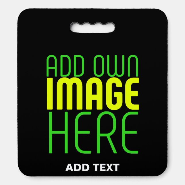 MODERN EDITABLE SIMPLE BLACK IMAGE TEXT TEMPLATE SEAT CUSHION (Front Vertical)
