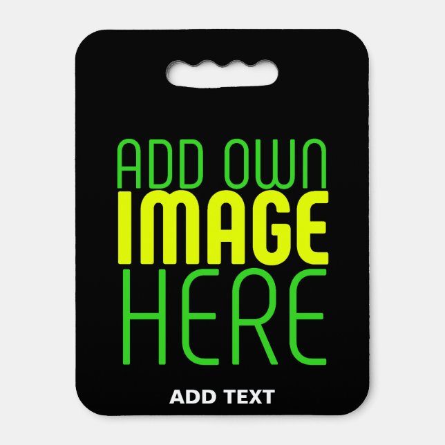 MODERN EDITABLE SIMPLE BLACK IMAGE TEXT TEMPLATE SEAT CUSHION (Front Vertical)