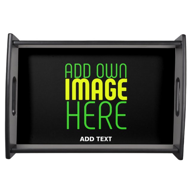 MODERN EDITABLE SIMPLE BLACK IMAGE TEXT TEMPLATE SERVING TRAY (Front)