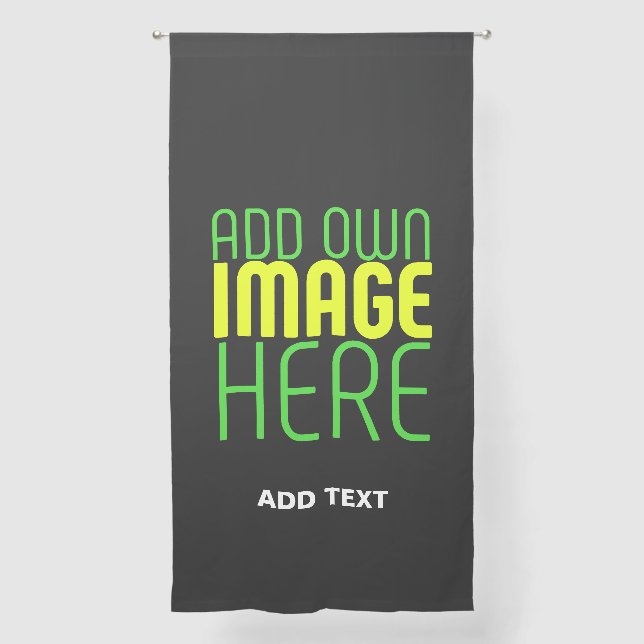 MODERN EDITABLE SIMPLE BLACK IMAGE TEXT TEMPLATE SHEER CURTAINS (Front)