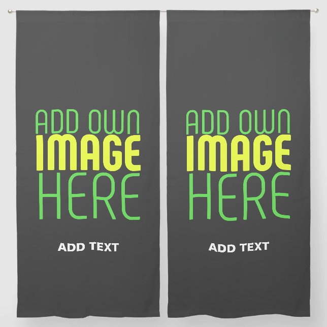 MODERN EDITABLE SIMPLE BLACK IMAGE TEXT TEMPLATE SHEER CURTAINS (Pair)