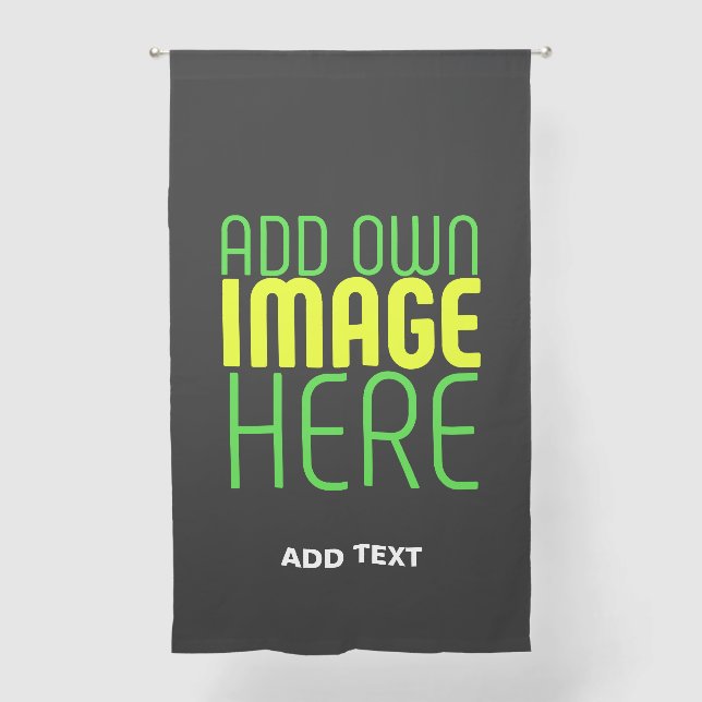 MODERN EDITABLE SIMPLE BLACK IMAGE TEXT TEMPLATE SHEER CURTAINS (Front)