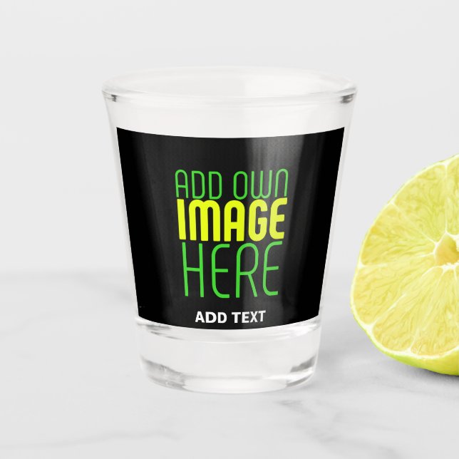 MODERN EDITABLE SIMPLE BLACK IMAGE TEXT TEMPLATE SHOT GLASS (Front)