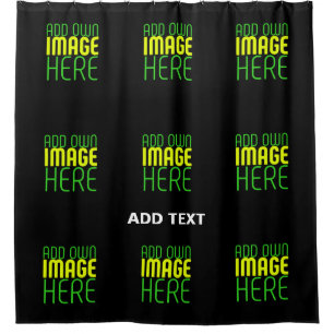MODERN EDITABLE SIMPLE BLACK IMAGE TEXT TEMPLATE SHOWER CURTAIN