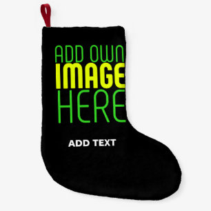 MODERN EDITABLE SIMPLE BLACK IMAGE TEXT TEMPLATE SMALL CHRISTMAS STOCKING