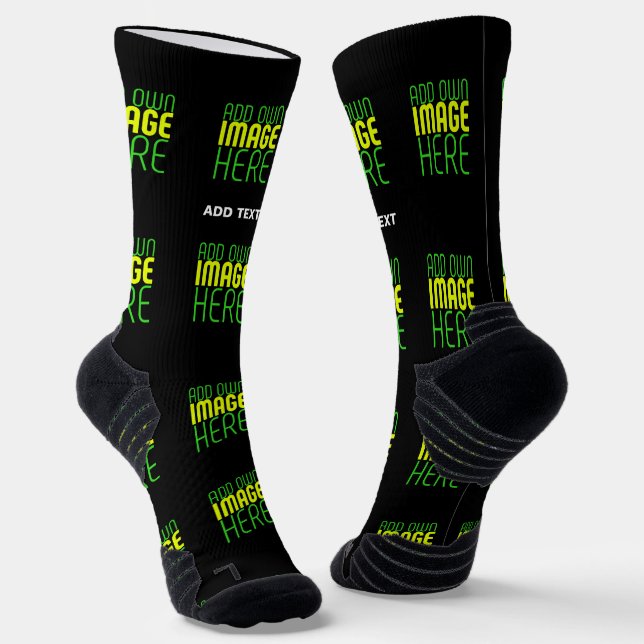 MODERN EDITABLE SIMPLE BLACK IMAGE TEXT TEMPLATE SOCKS (Angled)