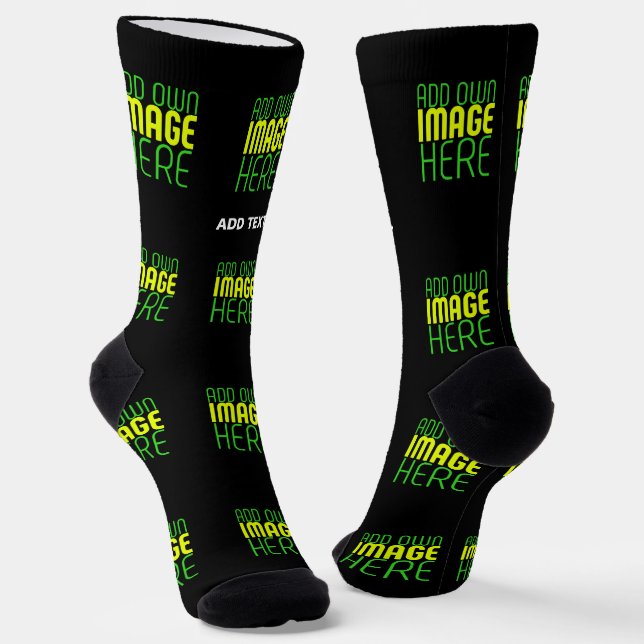 MODERN EDITABLE SIMPLE BLACK IMAGE TEXT TEMPLATE SOCKS (Angled)