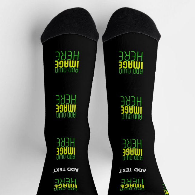 MODERN EDITABLE SIMPLE BLACK IMAGE TEXT TEMPLATE SOCKS (Top)