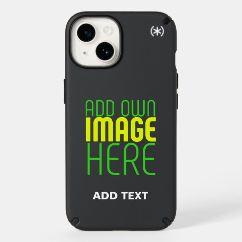 MODERN EDITABLE SIMPLE BLACK IMAGE TEXT TEMPLATE SPECK iPhone 14 CASE