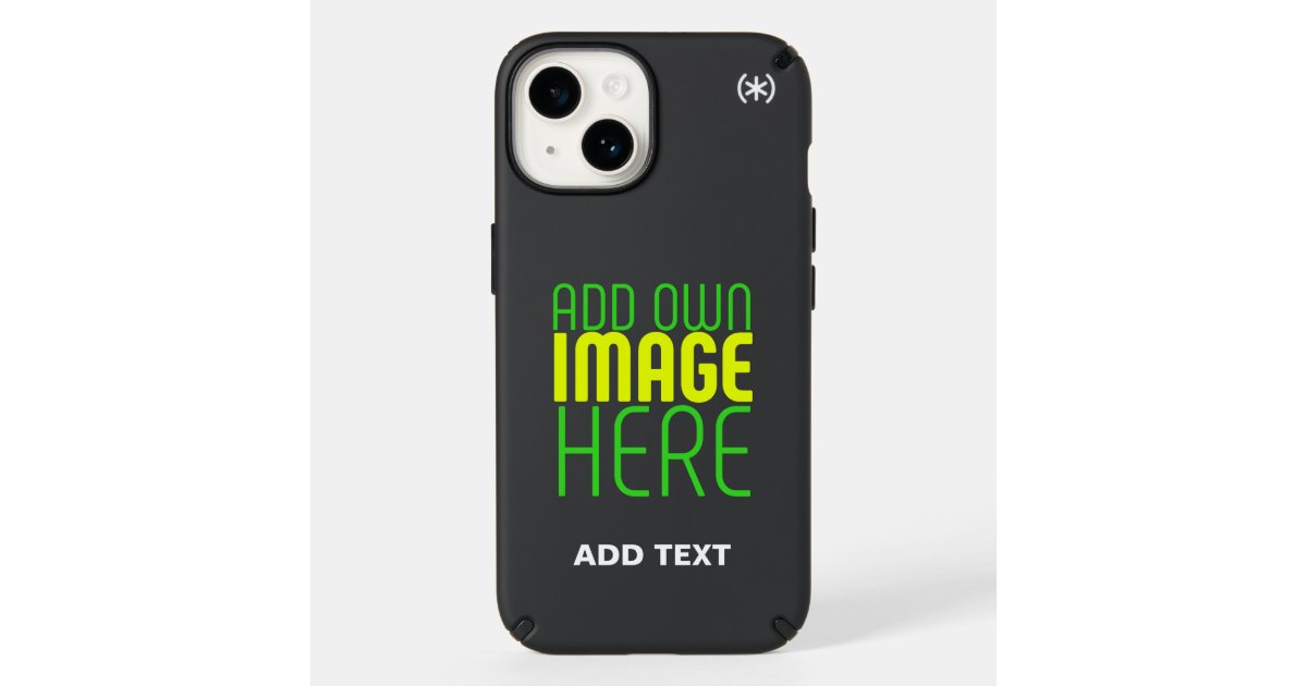 MODERN EDITABLE SIMPLE BLACK IMAGE TEXT TEMPLATE SPECK iPhone CASE | Zazzle