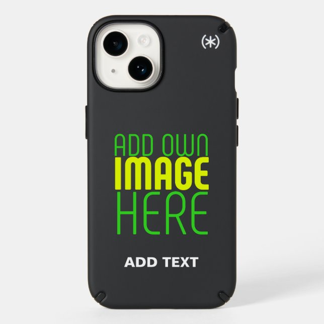 MODERN EDITABLE SIMPLE BLACK IMAGE TEXT TEMPLATE SPECK iPhone CASE (Front)