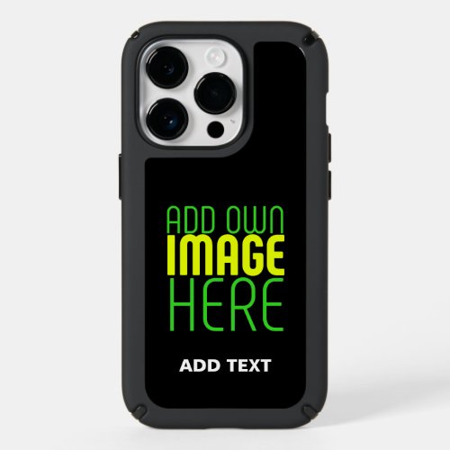 MODERN EDITABLE SIMPLE BLACK IMAGE TEXT TEMPLATE SPECK iPhone 14 PRO CASE