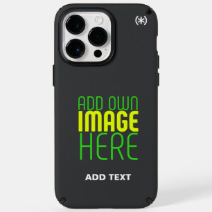 MODERN EDITABLE SIMPLE BLACK IMAGE TEXT TEMPLATE SPECK iPhone 14 PRO MAX CASE