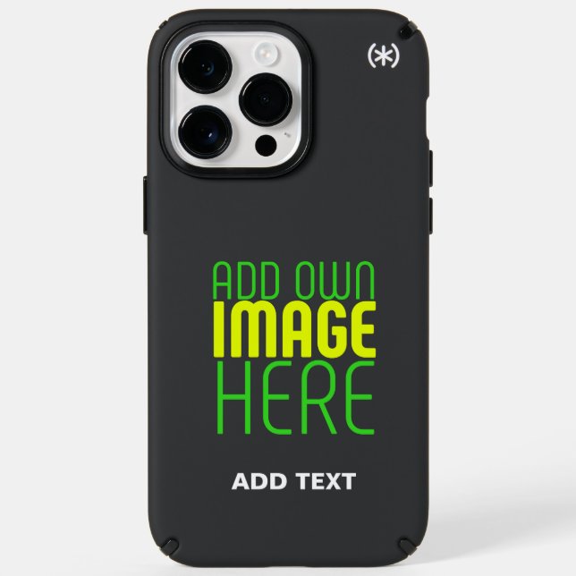 MODERN EDITABLE SIMPLE BLACK IMAGE TEXT TEMPLATE SPECK iPhone CASE (Front)