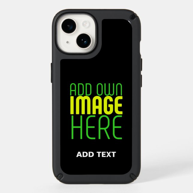 MODERN EDITABLE SIMPLE BLACK IMAGE TEXT TEMPLATE SPECK iPhone CASE (Front)