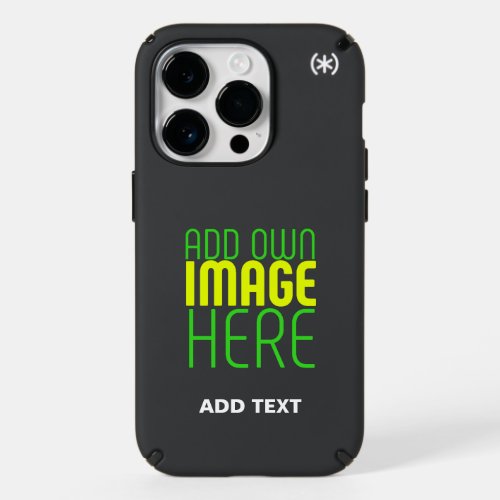 MODERN EDITABLE SIMPLE BLACK IMAGE TEXT TEMPLATE SPECK iPhone 14 PRO CASE