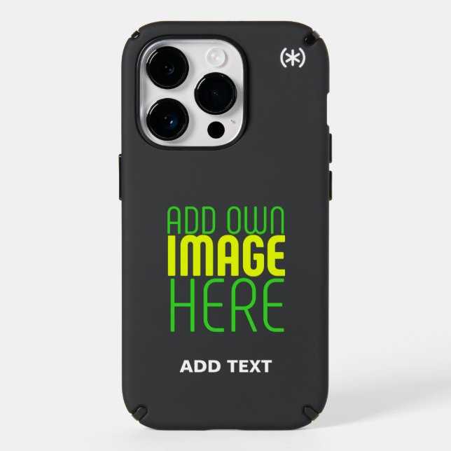 MODERN EDITABLE SIMPLE BLACK IMAGE TEXT TEMPLATE SPECK iPhone CASE (Front)