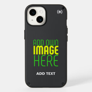 MODERN EDITABLE SIMPLE BLACK IMAGE TEXT TEMPLATE SPECK iPhone 14 CASE