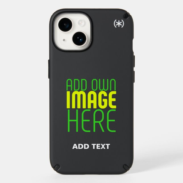 MODERN EDITABLE SIMPLE BLACK IMAGE TEXT TEMPLATE SPECK iPhone CASE (Front)
