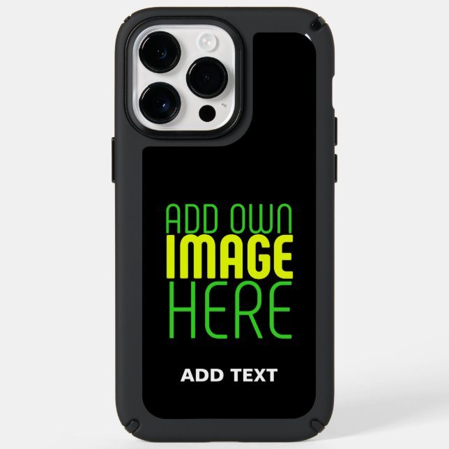 MODERN EDITABLE SIMPLE BLACK IMAGE TEXT TEMPLATE SPECK iPhone CASE (Front)