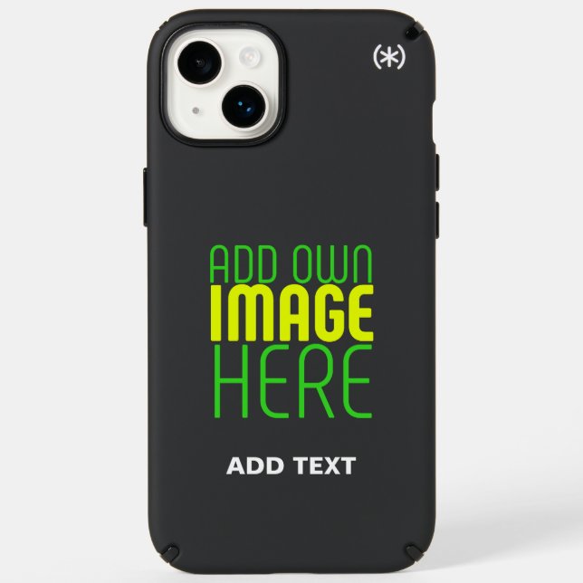 MODERN EDITABLE SIMPLE BLACK IMAGE TEXT TEMPLATE SPECK iPhone CASE (Front)