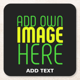 MODERN EDITABLE SIMPLE BLACK IMAGE TEXT TEMPLATE SQUARE PAPER COASTER