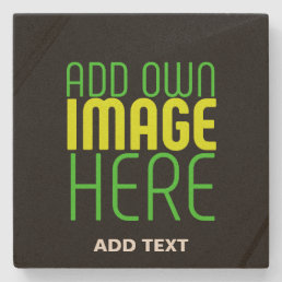 MODERN EDITABLE SIMPLE BLACK IMAGE TEXT TEMPLATE STONE COASTER