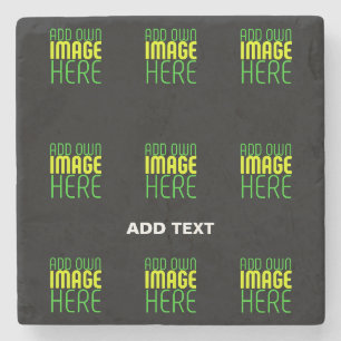 MODERN EDITABLE SIMPLE BLACK IMAGE TEXT TEMPLATE STONE COASTER