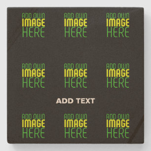 MODERN EDITABLE SIMPLE BLACK IMAGE TEXT TEMPLATE STONE COASTER