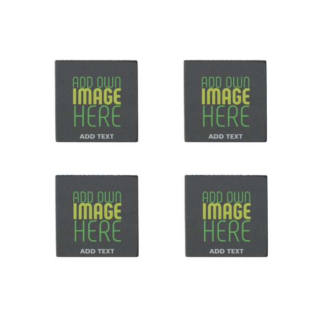 MODERN EDITABLE SIMPLE BLACK IMAGE TEXT TEMPLATE STONE MAGNET (Front)