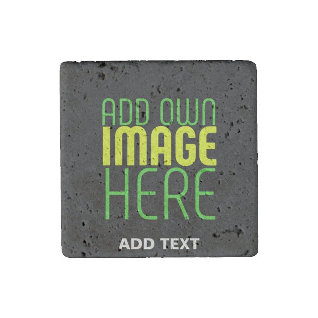 MODERN EDITABLE SIMPLE BLACK IMAGE TEXT TEMPLATE STONE MAGNET (Front)