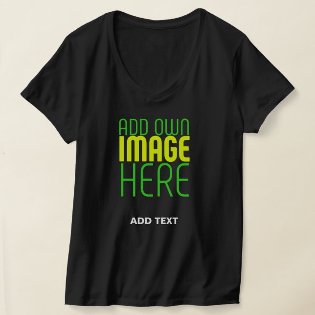 MODERN EDITABLE SIMPLE BLACK IMAGE TEXT TEMPLATE T-Shirt (Laydown)