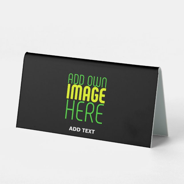 MODERN EDITABLE SIMPLE BLACK IMAGE TEXT TEMPLATE TABLE TENT (Front)