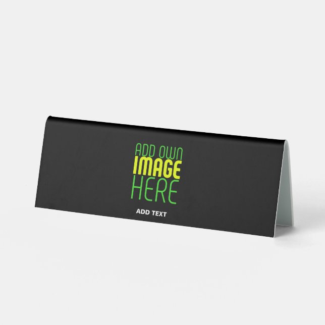 MODERN EDITABLE SIMPLE BLACK IMAGE TEXT TEMPLATE TABLE TENT (Front)