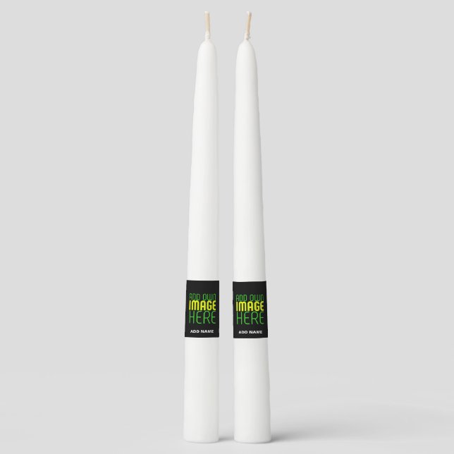 MODERN EDITABLE SIMPLE BLACK IMAGE TEXT TEMPLATE TAPER CANDLE (Front)