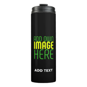 MODERN EDITABLE SIMPLE BLACK IMAGE TEXT TEMPLATE THERMAL TUMBLER