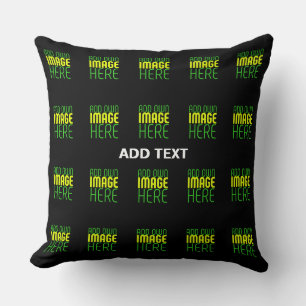 MODERN EDITABLE SIMPLE BLACK IMAGE TEXT TEMPLATE THROW PILLOW