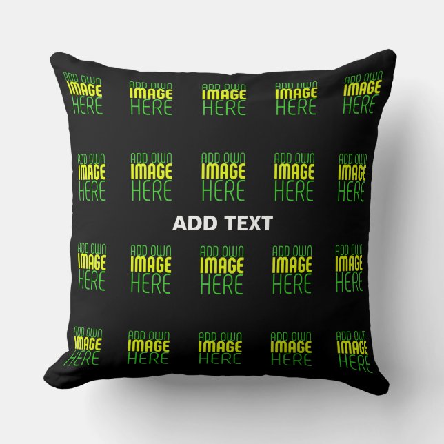 MODERN EDITABLE SIMPLE BLACK IMAGE TEXT TEMPLATE THROW PILLOW (Front)