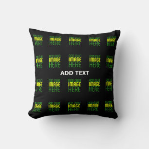MODERN EDITABLE SIMPLE BLACK IMAGE TEXT TEMPLATE THROW PILLOW