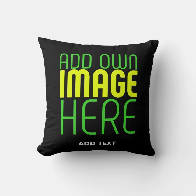 MODERN EDITABLE SIMPLE BLACK IMAGE TEXT TEMPLATE THROW PILLOW (Front)