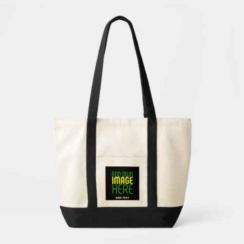 MODERN EDITABLE SIMPLE BLACK IMAGE TEXT TEMPLATE TOTE BAG