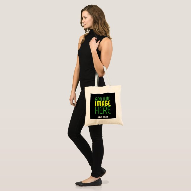 MODERN EDITABLE SIMPLE BLACK IMAGE TEXT TEMPLATE TOTE BAG (Front (Model))