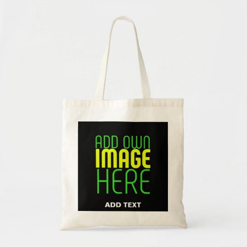 MODERN EDITABLE SIMPLE BLACK IMAGE TEXT TEMPLATE TOTE BAG