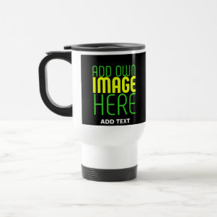 MODERN EDITABLE SIMPLE BLACK IMAGE TEXT TEMPLATE TRAVEL MUG