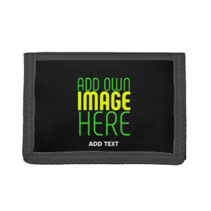 MODERN EDITABLE SIMPLE BLACK IMAGE TEXT TEMPLATE TRI-FOLD WALLET