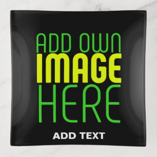 MODERN EDITABLE SIMPLE BLACK IMAGE TEXT TEMPLATE TRINKET TRAY