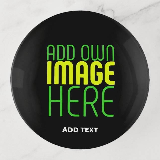 MODERN EDITABLE SIMPLE BLACK IMAGE TEXT TEMPLATE TRINKET TRAY (Front)